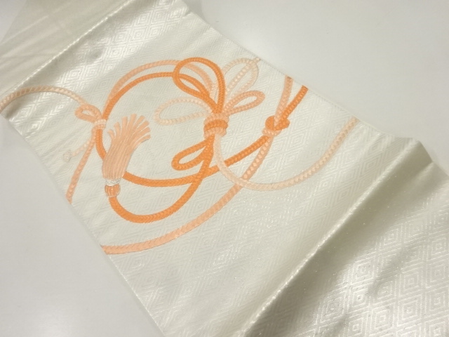 JAPANESE KIMONO / VINTAGE NAGOYA OBI / SILK / EMBROIDERY / KUMIHIMO CORDS
